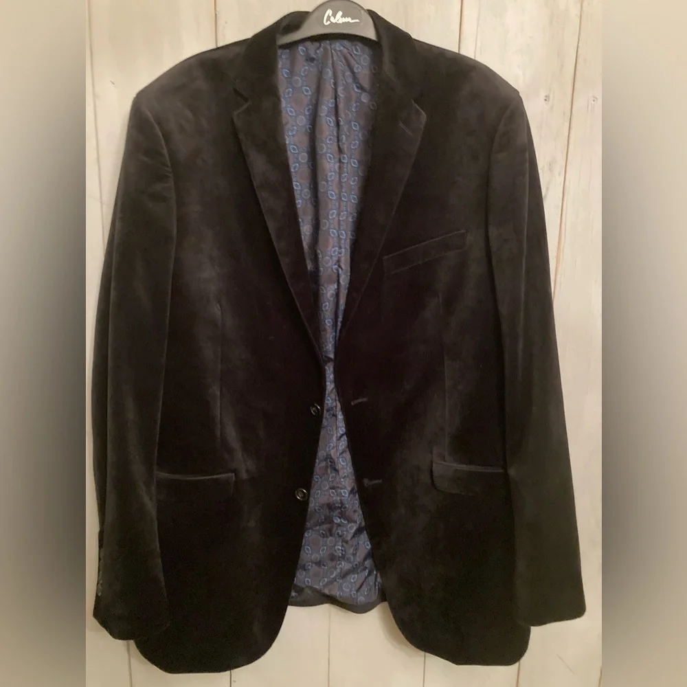 BACHRACH Black Velvet 2 Button Sportscoat Jacket Blazer‎ Sz 42L